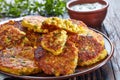 Baked corn fritters on a plate Royalty Free Stock Photo