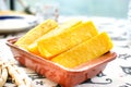 baked cornmeal slices Royalty Free Stock Photo