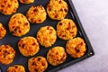 Baked cottage cheese and oatmeal cookies with raisins. Healthy nutrition, diet food Royalty Free Stock Photo