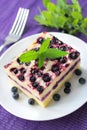 Baked cottage cheese pudding with blueberries Royalty Free Stock Photo
