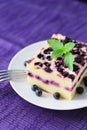 Baked cottage cheese pudding with blueberries Royalty Free Stock Photo