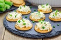 Baked crab dip, served with celery sticks and crackers Royalty Free Stock Photo