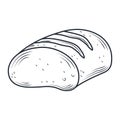 Baked cutting bread icon sketch isolated on white