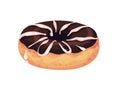 Baked donut with chocolate icing. Vector illustration on white background. Royalty Free Stock Photo