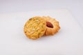 Baked dry fruit biscuit set on plastic tray Royalty Free Stock Photo