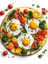 Baked Egg Breakfast Pizza Royalty Free Stock Photo
