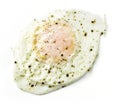 Baked egg isolated on white background, form above Royalty Free Stock Photo