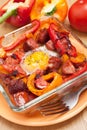 Baked egg, pepper and chorizo Royalty Free Stock Photo