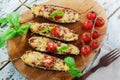 Baked eggplant with cheese meat