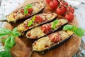 Baked eggplant with cheese meat