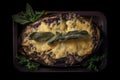 Baked Eggplant, Cooked Stuffed Aubergine, Roasted Eggplants, Abstract Generative AI Illustration