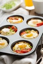 Baked eggs in maffin tin Royalty Free Stock Photo