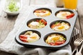 Baked eggs in maffin tin Royalty Free Stock Photo