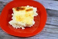 Baked Egyptian rice or Roz muammar's combination of rice, fresh cream, milk, ghee or butter, a very popular Egyptian dish, a