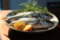 Baked fish dorado. Sea bream or dorada fish grilled. Generative AI