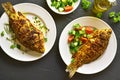 Baked fish on plate Royalty Free Stock Photo