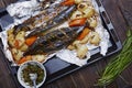 Baked fish and vegetable Royalty Free Stock Photo