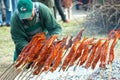 Fish in red paprika flour Royalty Free Stock Photo