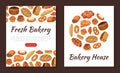 Baked Food Banner Design with Bread Loaf and Sweet Pastry as Bakery Product Vector Template Royalty Free Stock Photo