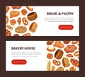 Baked Food Banner Design with Bread Loaf and Sweet Pastry as Bakery Product Vector Template Royalty Free Stock Photo