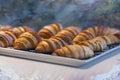 Baked French Croissants Fresh From The Oven Generative AI Royalty Free Stock Photo