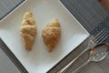 Baked french toast butter croissant serve for breakfast Royalty Free Stock Photo