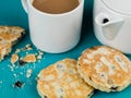 Baked Fruit Welsh Cakes With Tea or Coffee Royalty Free Stock Photo