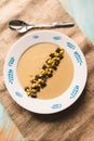 Baked garlic soup with smoked beer Royalty Free Stock Photo