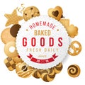 Baked goods label with type design