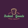 Baked goods vintage bakery logo. Vector cupcake label. Sweet cookie typographic poster.Hipster pastry icon.Biscuit sign. Royalty Free Stock Photo