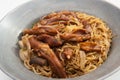 Baked goose webs with noodles