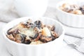 Baked gratin of cheese, mushrooms and potato