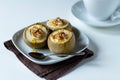 Baked green apples with honey and nuts Royalty Free Stock Photo