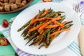 Baked green beans and carrots - vegan diets Royalty Free Stock Photo