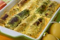 Baked green cabbage in dough