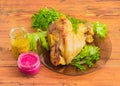 Baked ham hock, lettuce, parsley, beet horseradish sauce, French Royalty Free Stock Photo