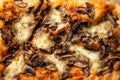 Baked italian focaccia bread with mushroom texture