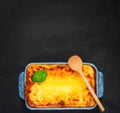 Baked Lasagna on Copy Space Text Area