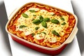 baked lasagna pasta with mozzarella for dinner Royalty Free Stock Photo