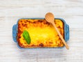 Baked Lasagna Pasta in Top View Royalty Free Stock Photo