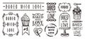 Baked with love - vector elements collection with symbols for bakery Royalty Free Stock Photo