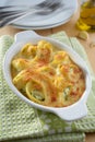 Baked lumaconi with ricotta and spinach