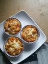 Baked macaroni  cheese  pie served on white plate Royalty Free Stock Photo