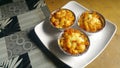 Baked macaroni  cheese  pie served on white plate Royalty Free Stock Photo