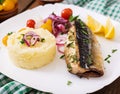 Baked mackerel with herbs Royalty Free Stock Photo