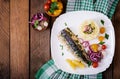 Baked mackerel with herbs Royalty Free Stock Photo