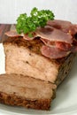 Baked meat loaf with parsley on a plate Royalty Free Stock Photo