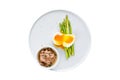 Baked mini asparagus with egg and tuna. Isolated on white background. Royalty Free Stock Photo