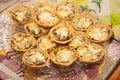 Baked mushrooms in a basket with mayonnaise and salt on a beautiful dish