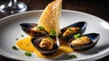 Baked mussels with cheese dinner Royalty Free Stock Photo